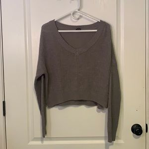V Neck  Wild Fabric grey crop sweater size L